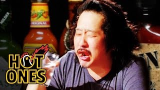 Bobby Lee Has an Accident Eating Spicy Wings  Hot Ones [upl. by Nela]