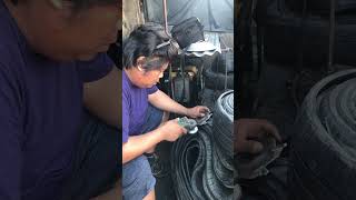 Scrap tire cutting disc sharpening scraptire trending gulong vulcanizingshop [upl. by Lienet211]