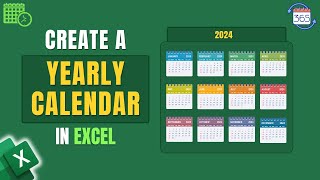 How to Create a Yearly Calendar in Excel [upl. by Nosnevets]