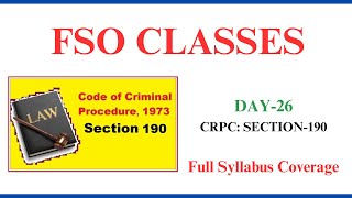 SECTION190 COGNIZANCE OF OFFENCES BY MAGISTRATE  FSO CLASS [upl. by Dania]