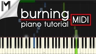 Burning  Ludovico Einaudi  Original Piano Tutorial MIDI [upl. by Anoli]