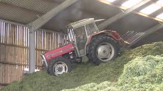 Silage 21 Skilled operator on very steep pit work with MF 399 July 2021 [upl. by Matilda]