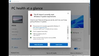 This PC doesnt currently meet the minimum system requirements to run Windows 11  FIXED [upl. by Lightfoot248]