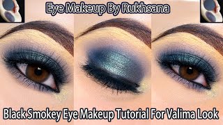 Black Smokey Eye Makeup Tutorial l shimmery eye makeup l Diwali makeup l valima eye makeup look [upl. by Aikrehs]