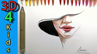 How to draw a 3D Face with ARTEZA color pencils [upl. by Roselle]