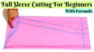 Full Sleeve Cutting For Beginners  Important Tips with Formula  Stitch By Stitch [upl. by Nuy]