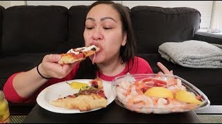 COSTCO PIZZA amp SHRIMP COCKTAIL MUKBANG [upl. by Bega]