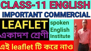 CLASS11 ENGLISH IMPORTANT COMMERCIAL LEAFLET OPEN A SPOKEN ENGLISH INSTITUTE [upl. by Cheri]