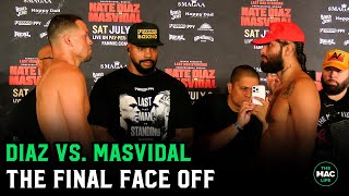 Nate Diaz vs Jorge Masvidal Final Face To Face quotThis whole things CAPquot [upl. by Nylrem]