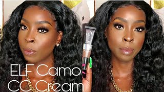 NEW ELF CAMO CC CREAM ON DARKSKIN  DID I MAKE A MISTAKE  FULL REVIEW  ORAYBEAUTY [upl. by Rudie]