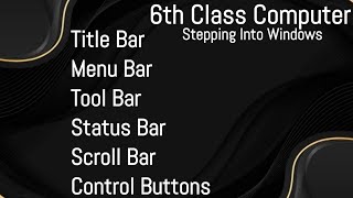 Title Bar  Menu Bar  Tool Bar  Status Bar  Scroll Bar  Control Buttons  6th Class Computer [upl. by Halyahs]