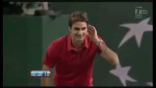 Hit for Haiti  Federer wants Agassi to Serve at 113 mph  Agassi serves 114 mph [upl. by Aborn]