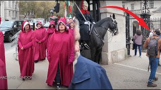 😡 Guard PROTECTS His Horse quotDUDE OUTSIDE THE BOXquot while Noisy Protestors Disrupt the Horse ‼️ [upl. by Kinata]