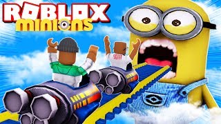 2 PLAYER ROCKET CART RIDE INTO THE MINIONS FOR ADMIN IN ROBLOX [upl. by Marilou256]