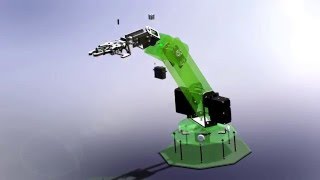 Brazo robótico con servomotores 6° de libertad 6 DOF Robotic Arm control en SolidWorks [upl. by Aryahay22]