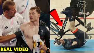 WATCH Jack Carlin crashed in the mens keirin final at Olympics 2024  Jack Carlin Crashed Video [upl. by Torbart]