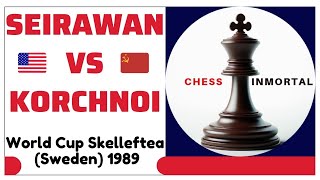 Yasser Seirawan vs Viktor Korchnoi World Cup Skelleftea Sweden 1989 [upl. by Suez]