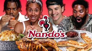 American amp Canadians Try Nandos in the UK [upl. by Racklin644]