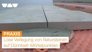 Balkonaufbau Lose Verlegung von Natursteinen auf DünnbettMörtelpunkten mit SchlüterTROBAPLUS 8G [upl. by Severn877]