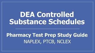 DEA Controlled Substance Drug Schedules  Pharmacy Law Test Prep Study Guide NAPLEX PTCB PTCE [upl. by Enomis]