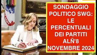 SONDAGGIO POLITICO SWG LE PERCENTUALI DEI PARTITI ALÑ8 NOVEMBRE 2024 [upl. by Llemij604]