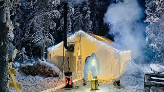 38C EXTREME COLD WINTER CAMPING in a HOT LOVE SHACK Valentines Day [upl. by Rollo]