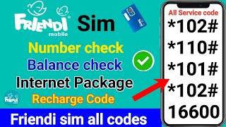 Friendi sim all codes  Friendi sim number check  Friendi internet offer  Friendi recharge code [upl. by Hayouqes]