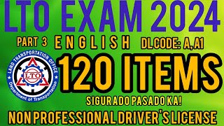 LTO NONPROFESSIONAL EXAM REVIEWER 2024  CODE A A1 ENGLISH PART 3 [upl. by Yup]