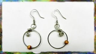 How to Make Silver Wire Spiral Earrings with Blue Beads [upl. by Wenona724]