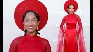 Karrueche Tran makes jaws drop in a striking all red outfit at starry Gold Gala in Los Angeles [upl. by Heiney47]