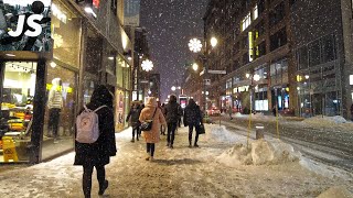 Montreals Famous St Catherine Street Snowfall Walk Feb 2023 [upl. by Czarra]