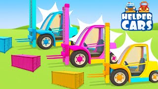 Full Episodes of Helper Cars cartoons for kids Learn colors with toy cars and street vehicles [upl. by Livvie]