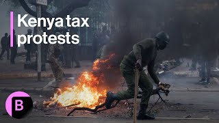 Kenya Tax Protests Protestors Rally in Nairobi Police Deployed [upl. by Delila]