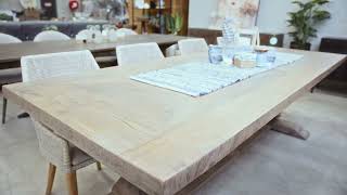 Tuscany dning table with double pedestal legs santosafurniturewarehouse [upl. by Oinotla926]