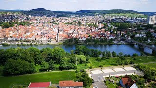 Schöner Blick auf Karlstadt und Mühlbach im Landkreis MainSpessart von der Burgruine Karlsburg aus [upl. by Edora682]