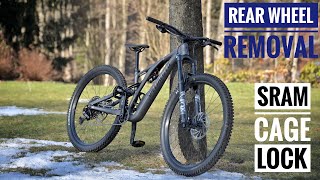 Specialized Stumpjumper Evo Comp Alloy Removing Rear Wheel amp SRAM NX Derailleur Cage Lock Review [upl. by Nomelc]