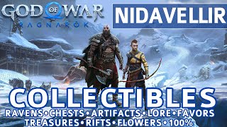 God of War Ragnarok  Nidavellir All Collectible Locations Chests Artifacts Ravens Lore  100 [upl. by Snah]