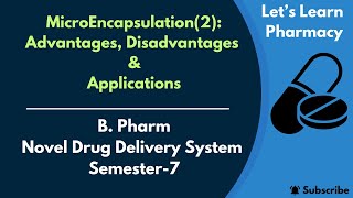 MicroEncapsulation2  BPharm  Semester7  Novel Drug Delivery Systems [upl. by Cohlier]