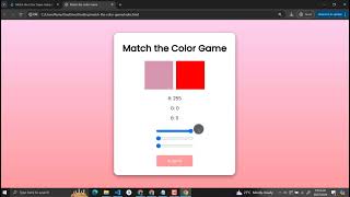 Match the Color Game Using HTML CSS and JavaScript with Source Code [upl. by Zaraf]