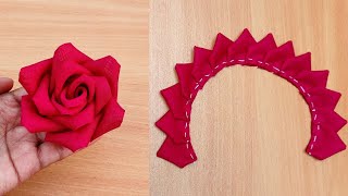 DIY How to make an adorable fabric rose flower  in just 4 minutes  Kapde ke Phool Banana [upl. by Coleman]