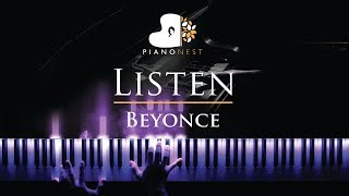 Beyonce  Listen  Piano Karaoke Instrumental Cover with Lyrics [upl. by Alyam]