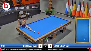 SERDAL BAŞ vs ÜMİT ULUYÜZ  TÜRKİYE 3 Cushion Billiards Championship A 2024 ANKARA [upl. by Keil]