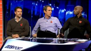 Alan Hansen ruins Michael Owen and Jason Roberts on MOTD2 [upl. by Ylrebmyk713]