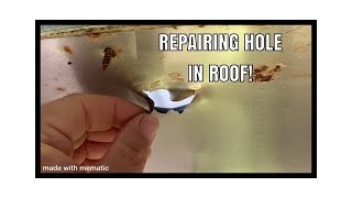 Cargo trailer Conversion Camper Build Repairing Hole in Roof Part 3 [upl. by Mack]