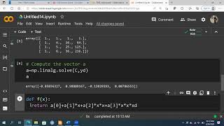 Polynomial approximation by Vandermondes Algorithm in Python [upl. by Darees584]