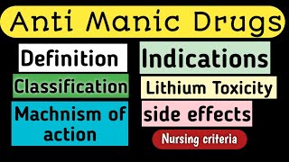 Antimanic DrugsMood Stablizer complete 💯 Topic mental health nursing Psychopharmacology [upl. by Naleek448]