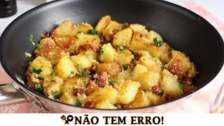 BATATA COM ALHO E BACON NA FRIGIDEIRA  RECEITAS QUE AMO [upl. by Ttegirb197]