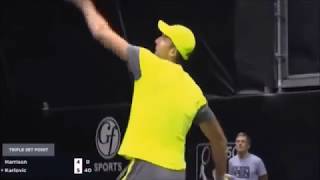 Ivo Karlovic hits 4 aces in a row  New York 2018 [upl. by Wilkins]