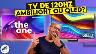 Qual Tv com 120HZ é melhor Ambilight Philips The One PUG8808 ou a Samsung QLED Q70C [upl. by Eanil863]