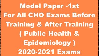 CHO 2020 BNS041 Block01  MCQs on Public Health amp Epidemiology  CHO Training 20202021 [upl. by Gignac25]